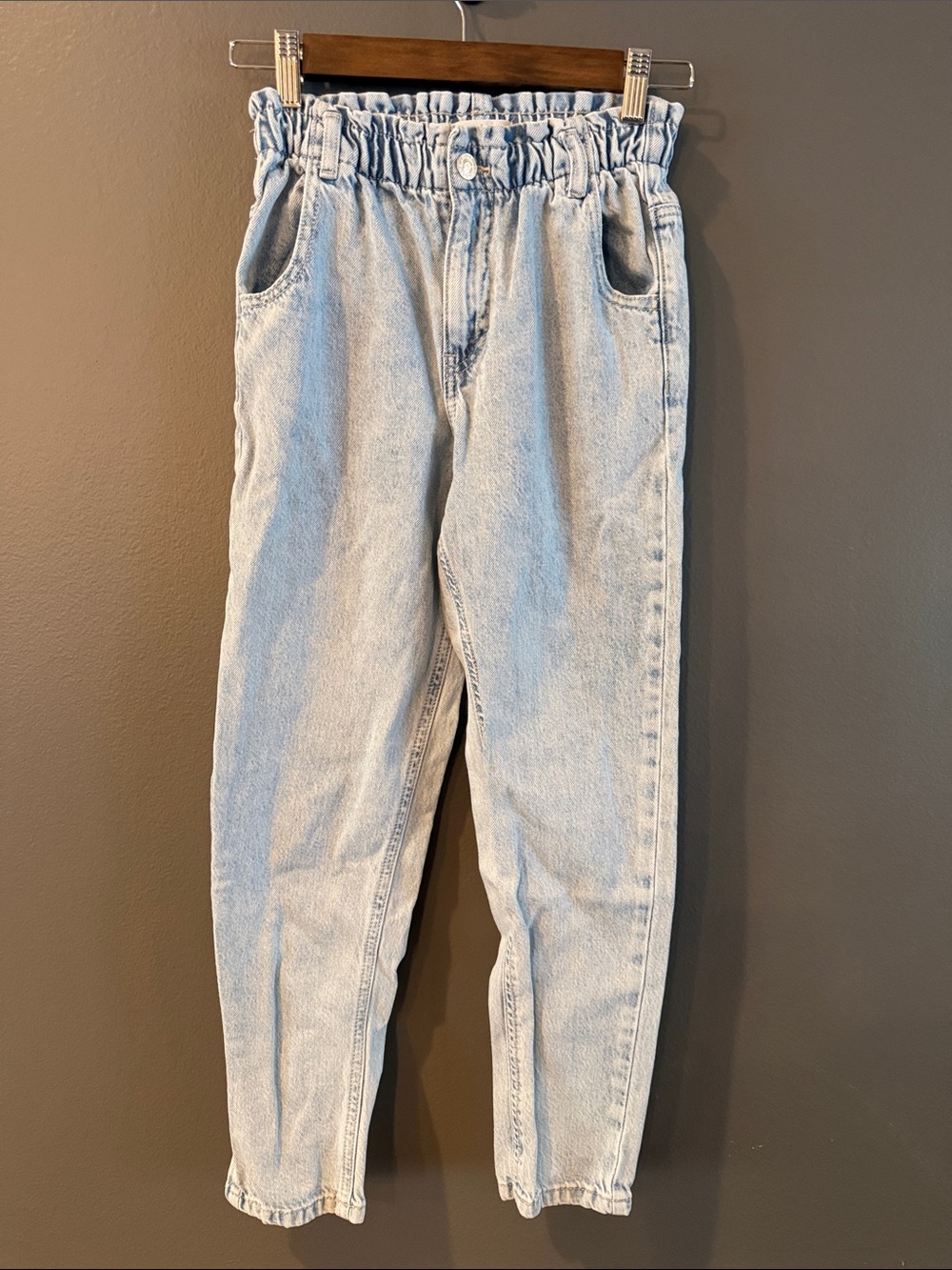 Mango Light Blue Relaxed Paperbag Waist Jeans - Paperbag Jeans